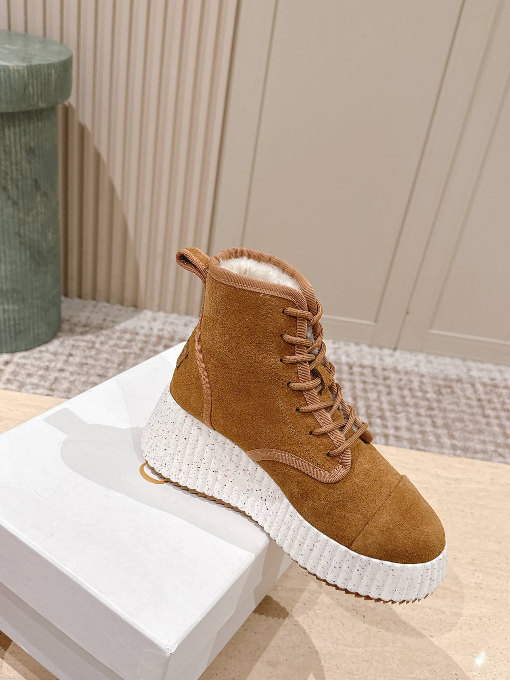CHLOÉ 26S PLATFORM SOLE BOOTS 68 MM IN BROWN SUEDE