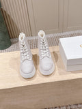 CHLOÉ 26S PLATFORM SOLE BOOTS 68 MM IN LIGHT BLUSH GRAY SUEDE