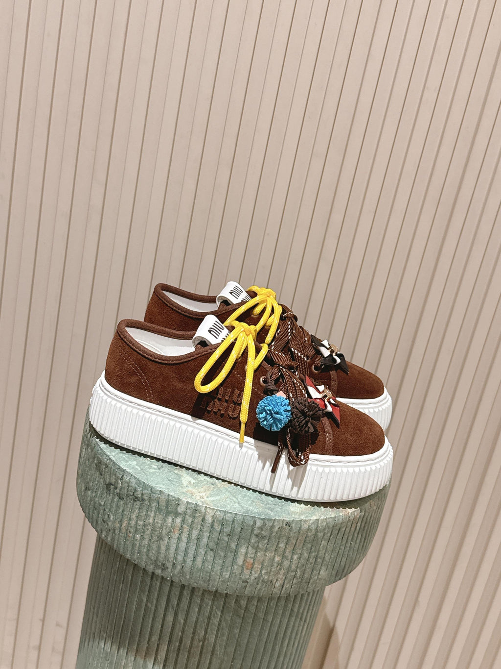 MIUMIU 25S SNEAKERS 50MM IN DARK BROWN SUEDE