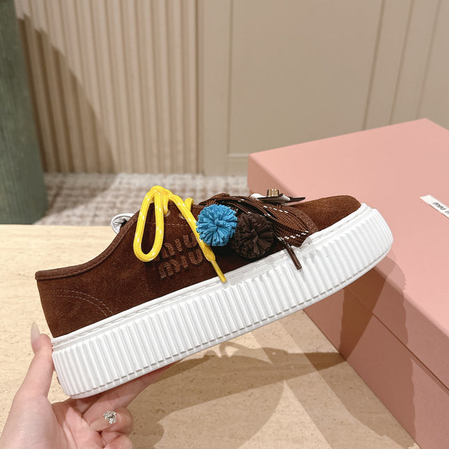 MIUMIU 25S SNEAKERS 50MM IN DARK BROWN SUEDE