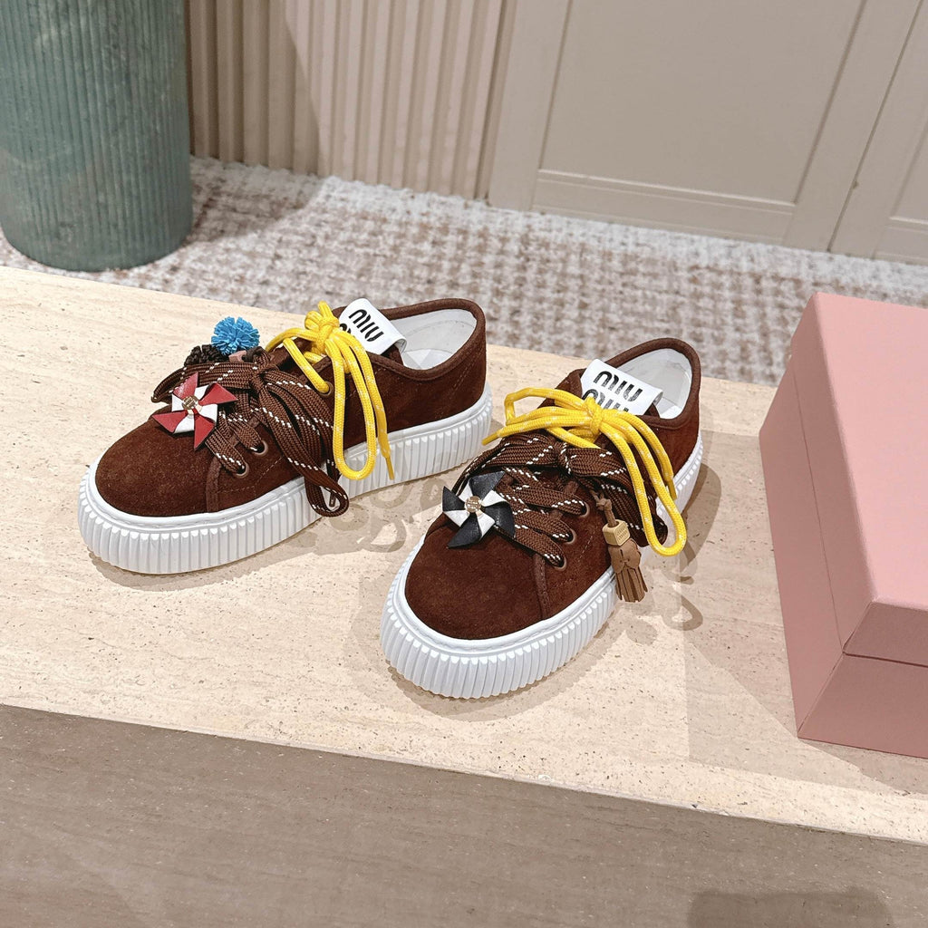 MIUMIU 25S SNEAKERS 50MM IN DARK BROWN SUEDE