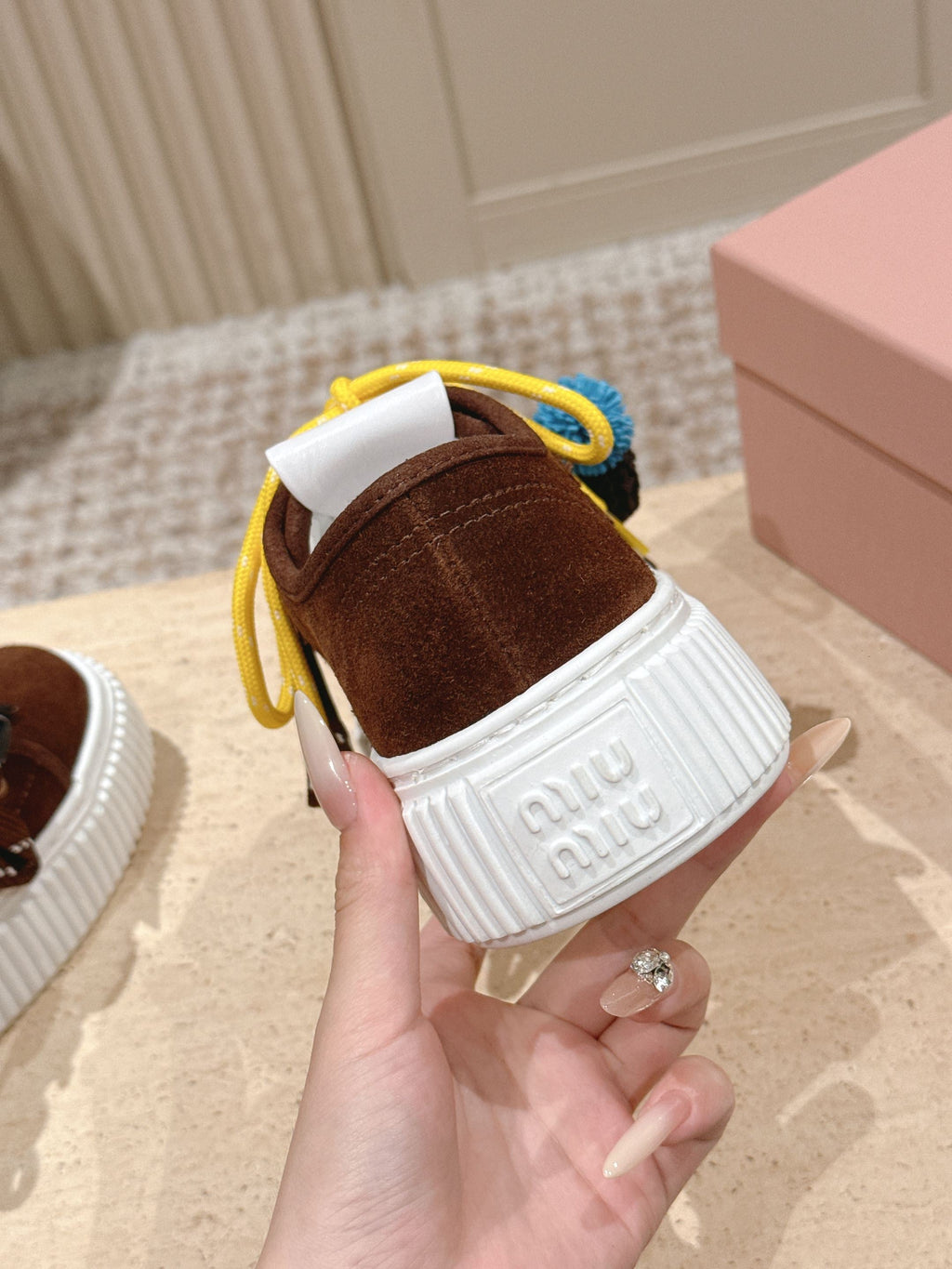 MIUMIU 25S SNEAKERS 50MM IN DARK BROWN SUEDE