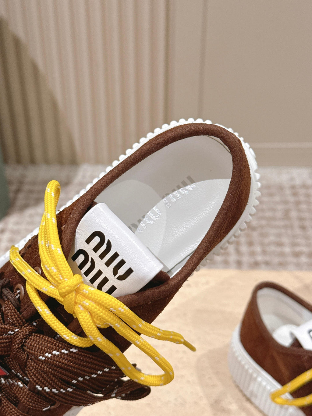 MIUMIU 25S SNEAKERS 50MM IN DARK BROWN SUEDE