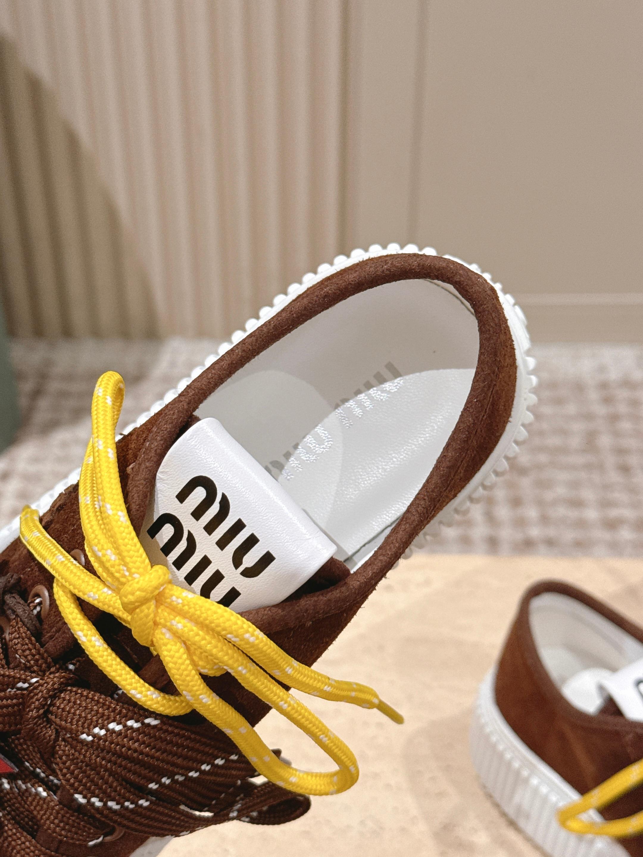 MIUMIU 25S SNEAKERS 50MM IN DARK BROWN SUEDE