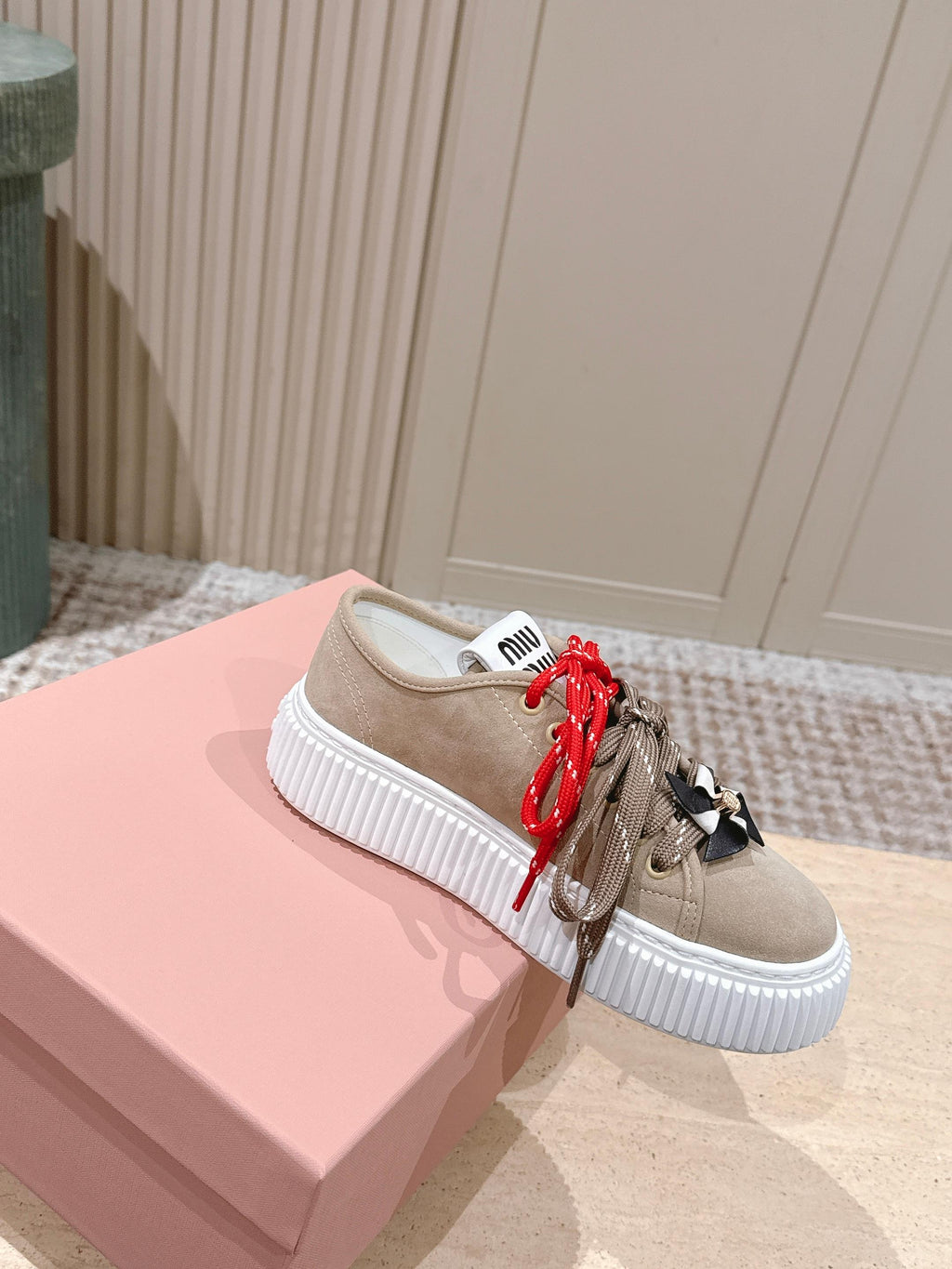 MIUMIU 25S SNEAKERS 50MM IN DARK BEIGE SUEDE
