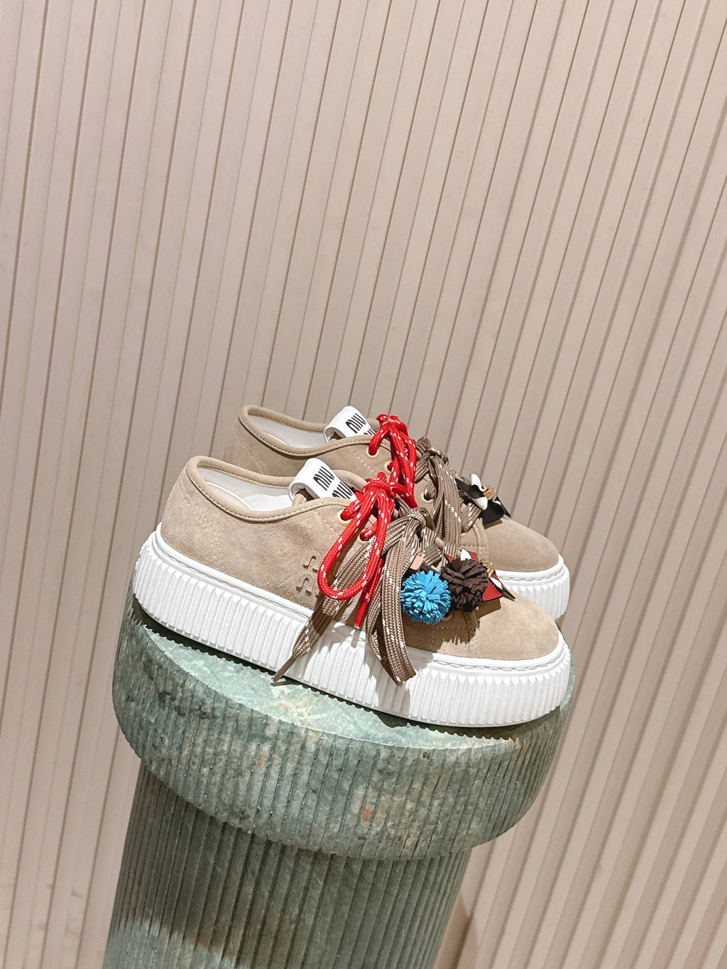 MIUMIU 25S SNEAKERS 50MM IN DARK BEIGE SUEDE