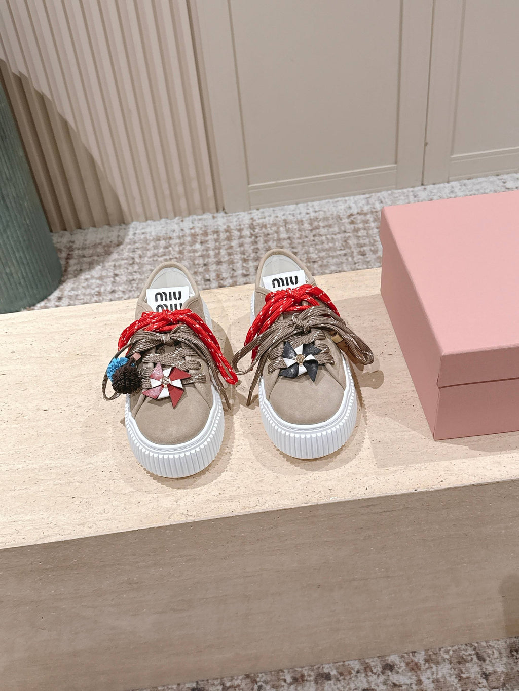 MIUMIU 25S SNEAKERS 50MM IN DARK BEIGE SUEDE