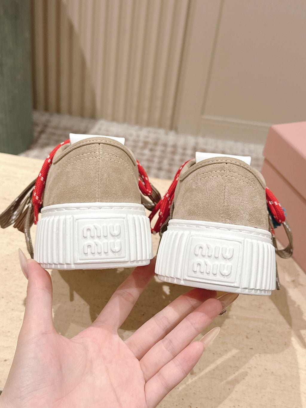 MIUMIU 25S SNEAKERS 50MM IN DARK BEIGE SUEDE