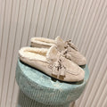 MIUMIU 25S MULES IN DESERT BEIGE SUEDE WITH SHEARLING