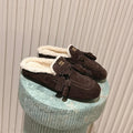 MIUMIU 25S MULES IN DARK BROWN SUEDE WITH SHEARLING