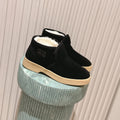 MIUMIU 25S SLIP-ON BOOTIES IN BLACK SUEDE WITH FAUX SHEARLING