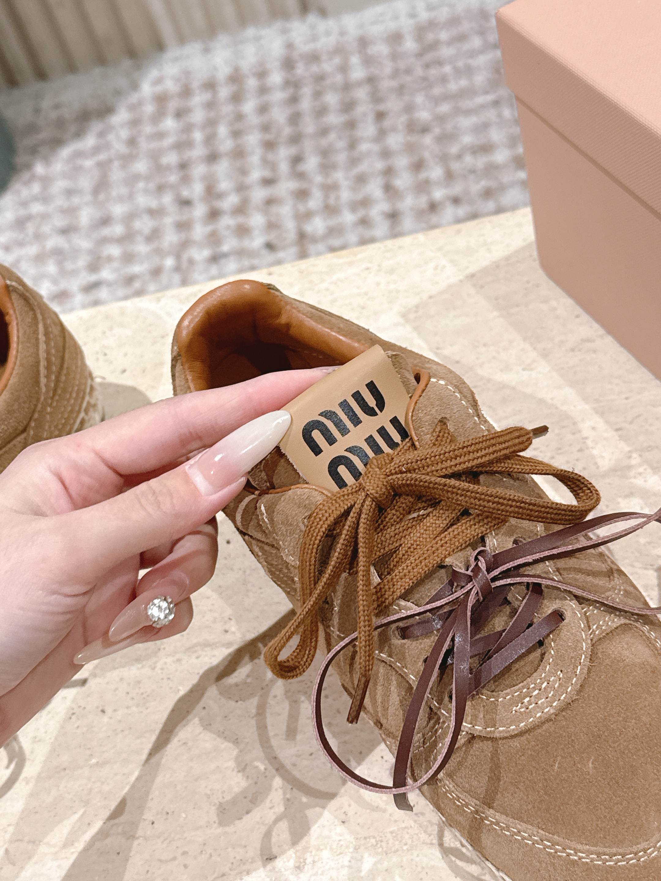 MIUMIU 25S ESPASNEAK ESPADRILLE SNEAKERS IN BROWN SUEDE