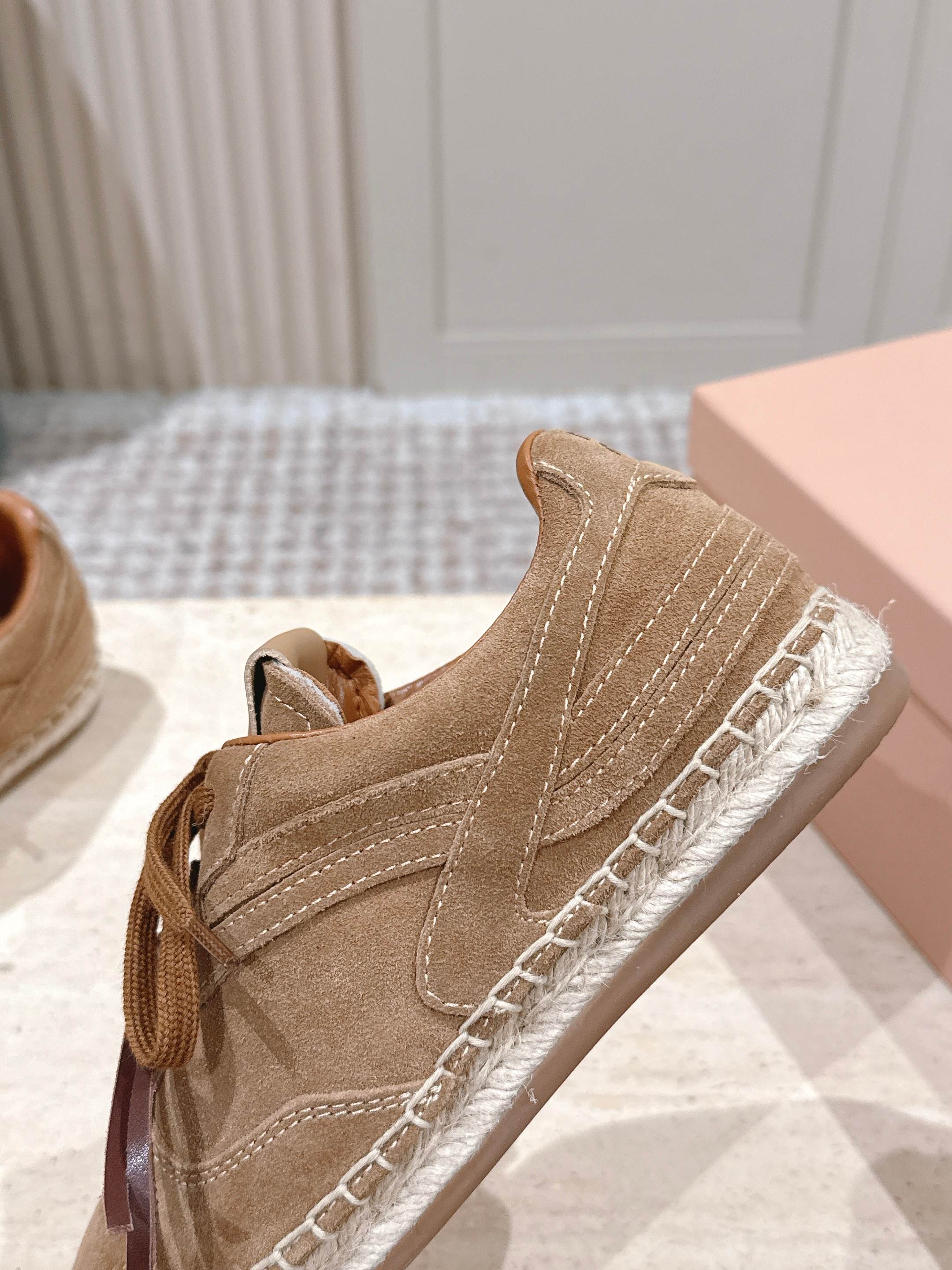 MIUMIU 25S ESPASNEAK ESPADRILLE SNEAKERS IN BROWN SUEDE