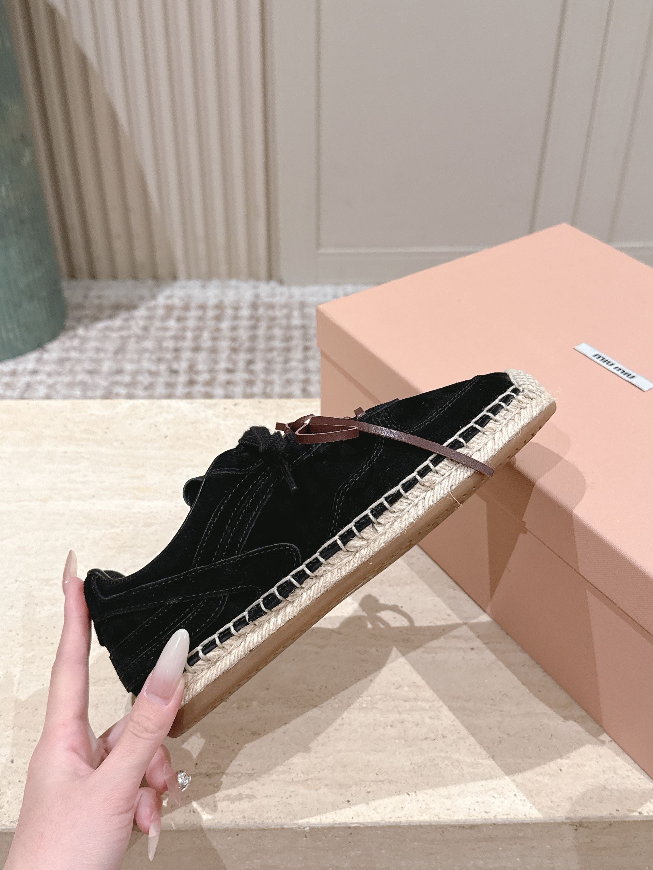 MIUMIU 25S ESPASNEAK ESPADRILLE SNEAKERS IN BLACK SUEDE