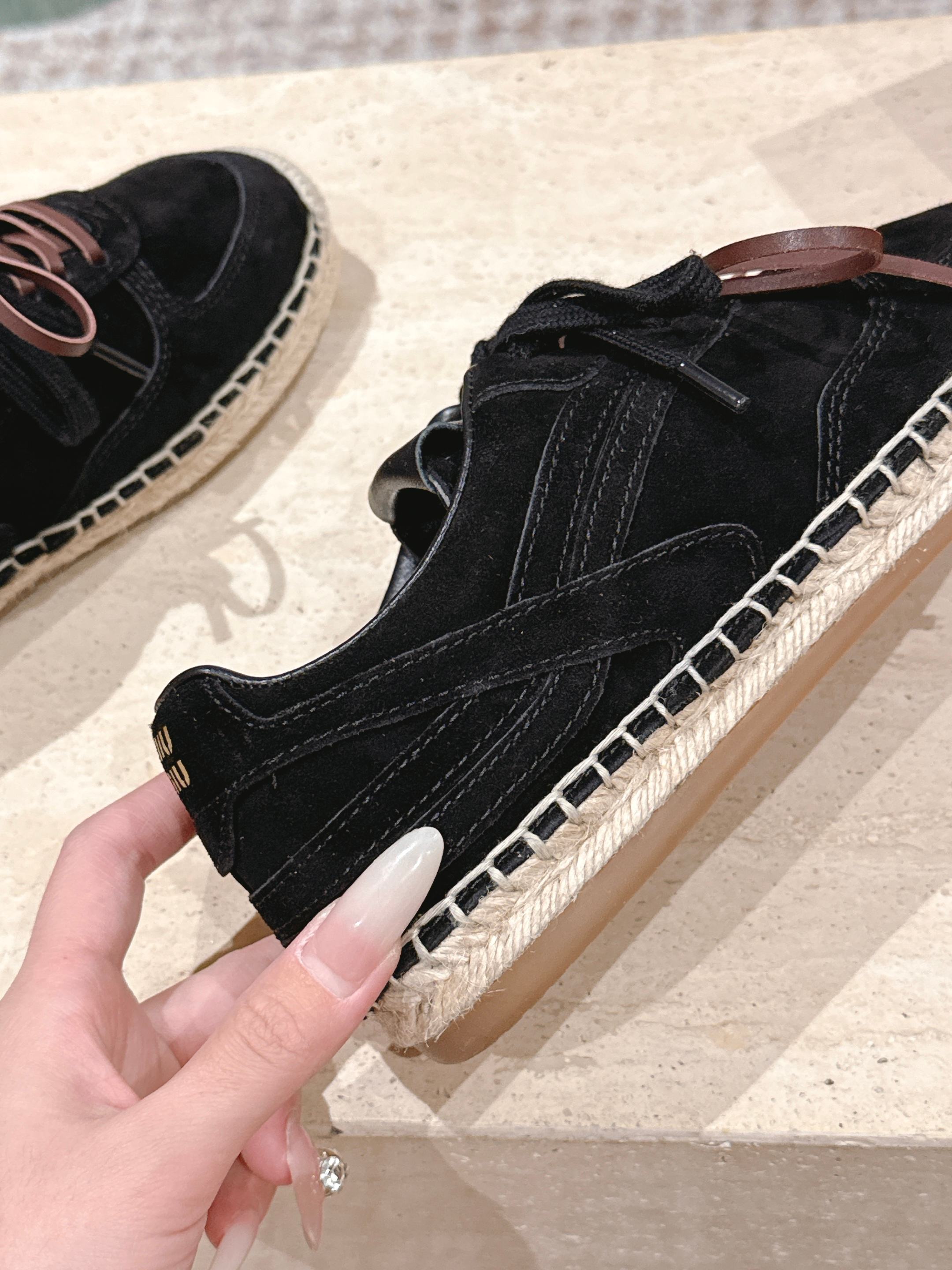 MIUMIU 25S ESPASNEAK ESPADRILLE SNEAKERS IN BLACK SUEDE