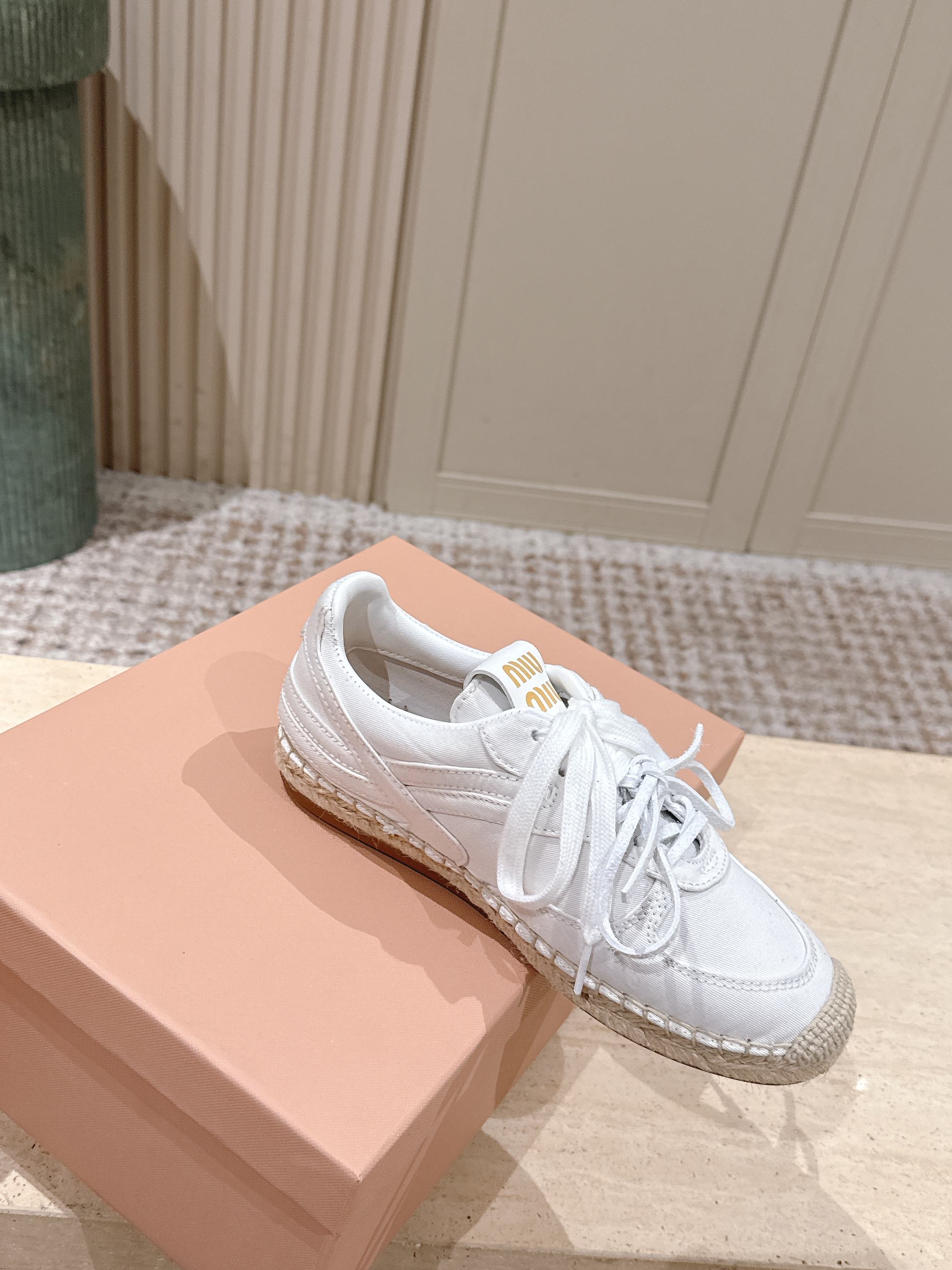 MIUMIU 25S ESPASNEAK ESPADRILLE SNEAKERS IN WHITE CANVAS
