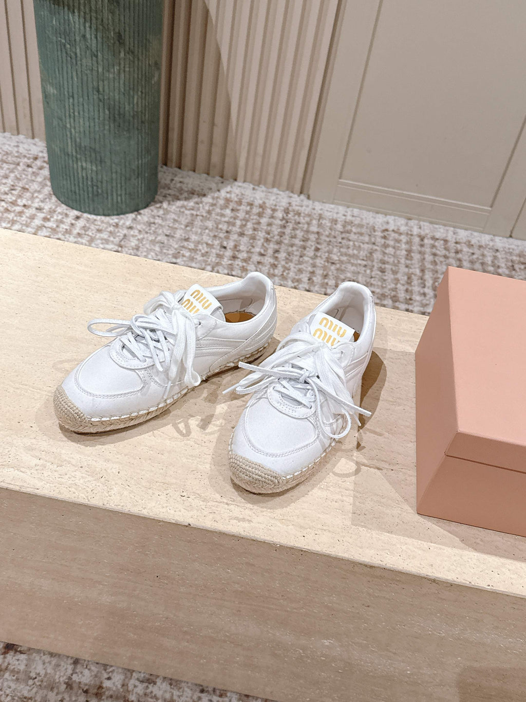 MIUMIU 25S ESPASNEAK ESPADRILLE SNEAKERS IN WHITE CANVAS