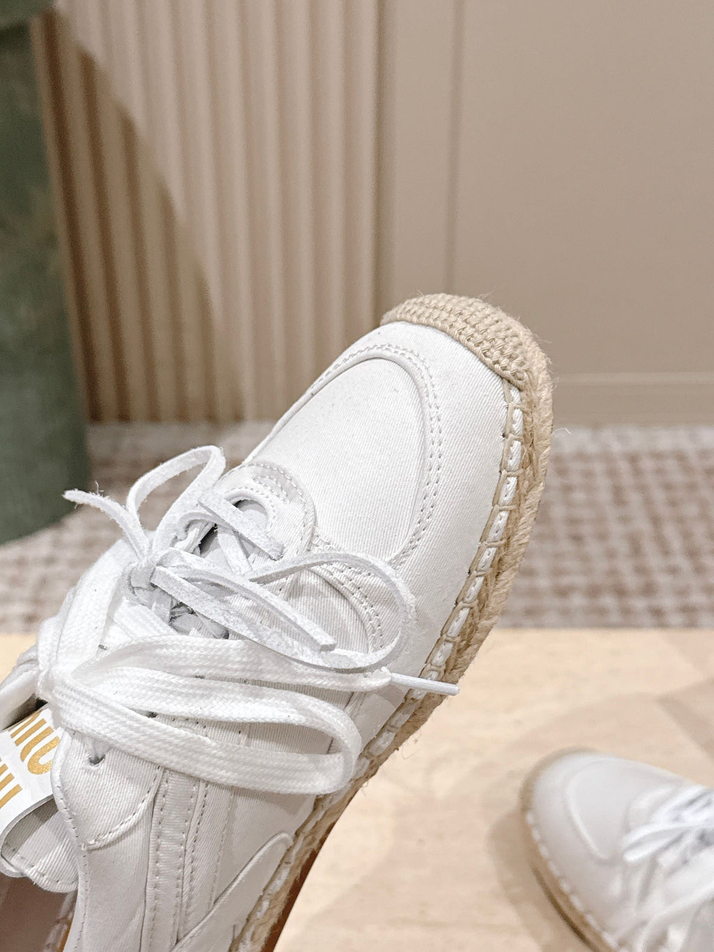 MIUMIU 25S ESPASNEAK ESPADRILLE SNEAKERS IN WHITE CANVAS