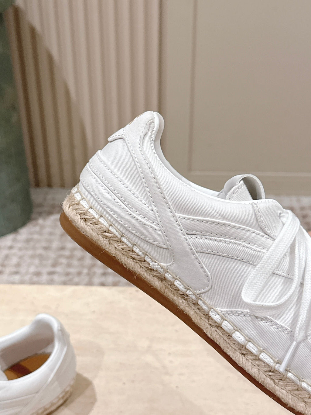 MIUMIU 25S ESPASNEAK ESPADRILLE SNEAKERS IN WHITE CANVAS