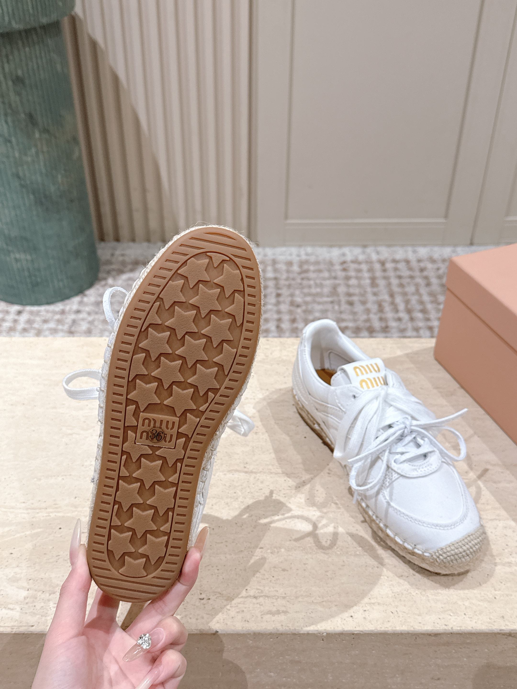 MIUMIU 25S ESPASNEAK ESPADRILLE SNEAKERS IN WHITE CANVAS