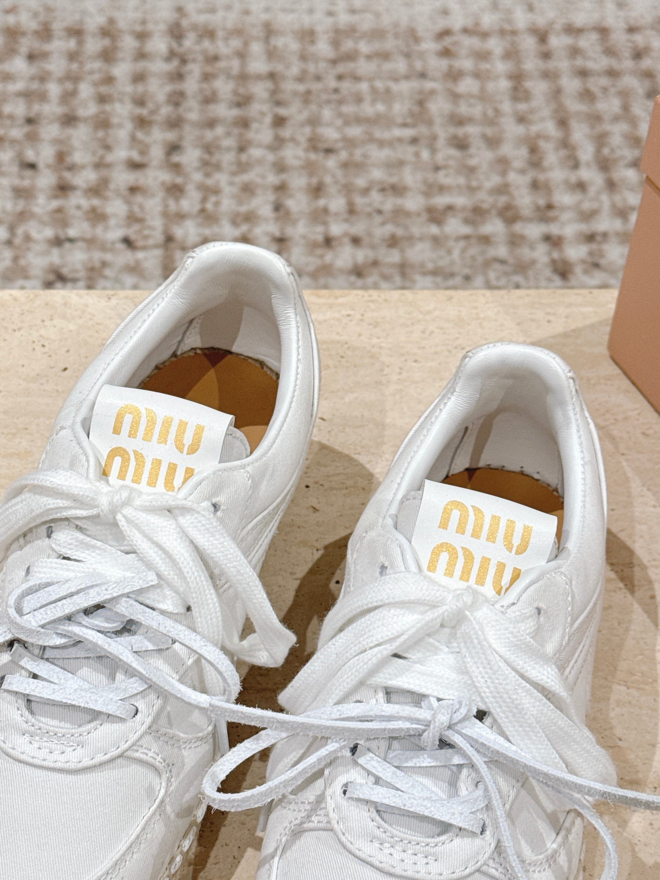 MIUMIU 25S ESPASNEAK ESPADRILLE SNEAKERS IN WHITE CANVAS