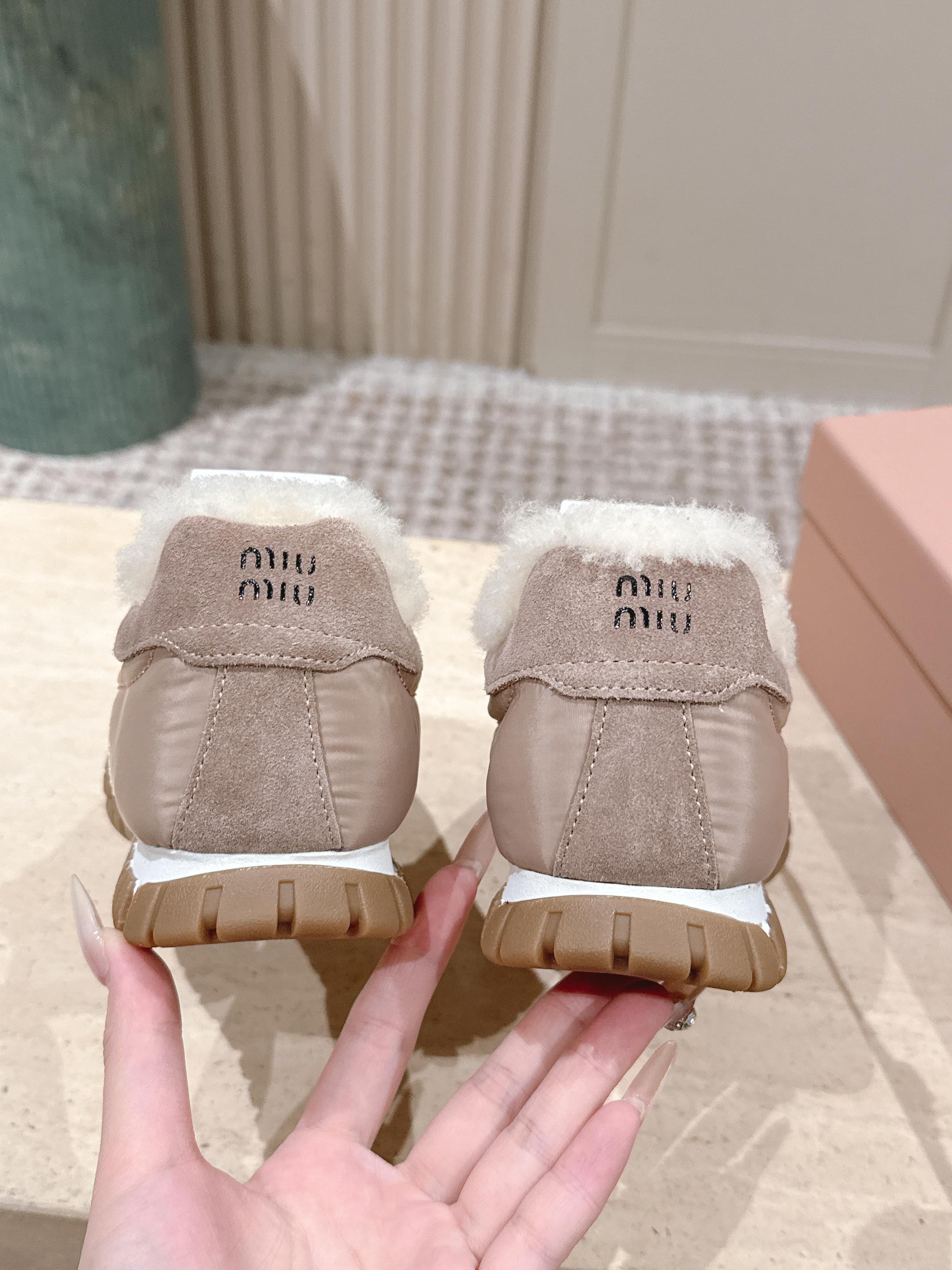 MIUMIU 25S SNEAKERS IN DARK ROSE TYRE TECHNICAL FABRIC AND SUEDE SHEARLING