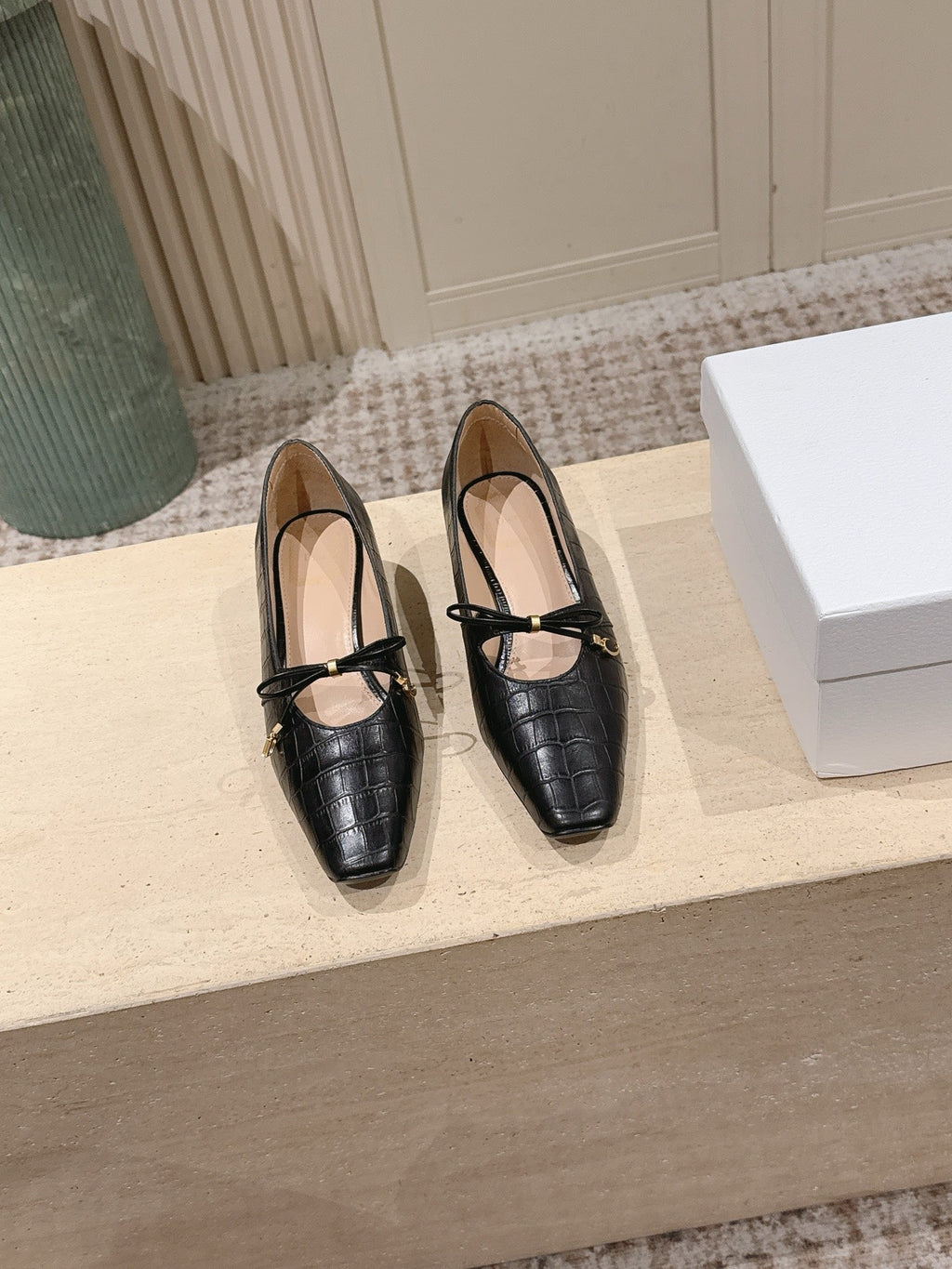 DIOR 26S MARY JANE KITTEN HEEL 40MM IN BLACK CROCODILE EMBOSSED CALFSKIN