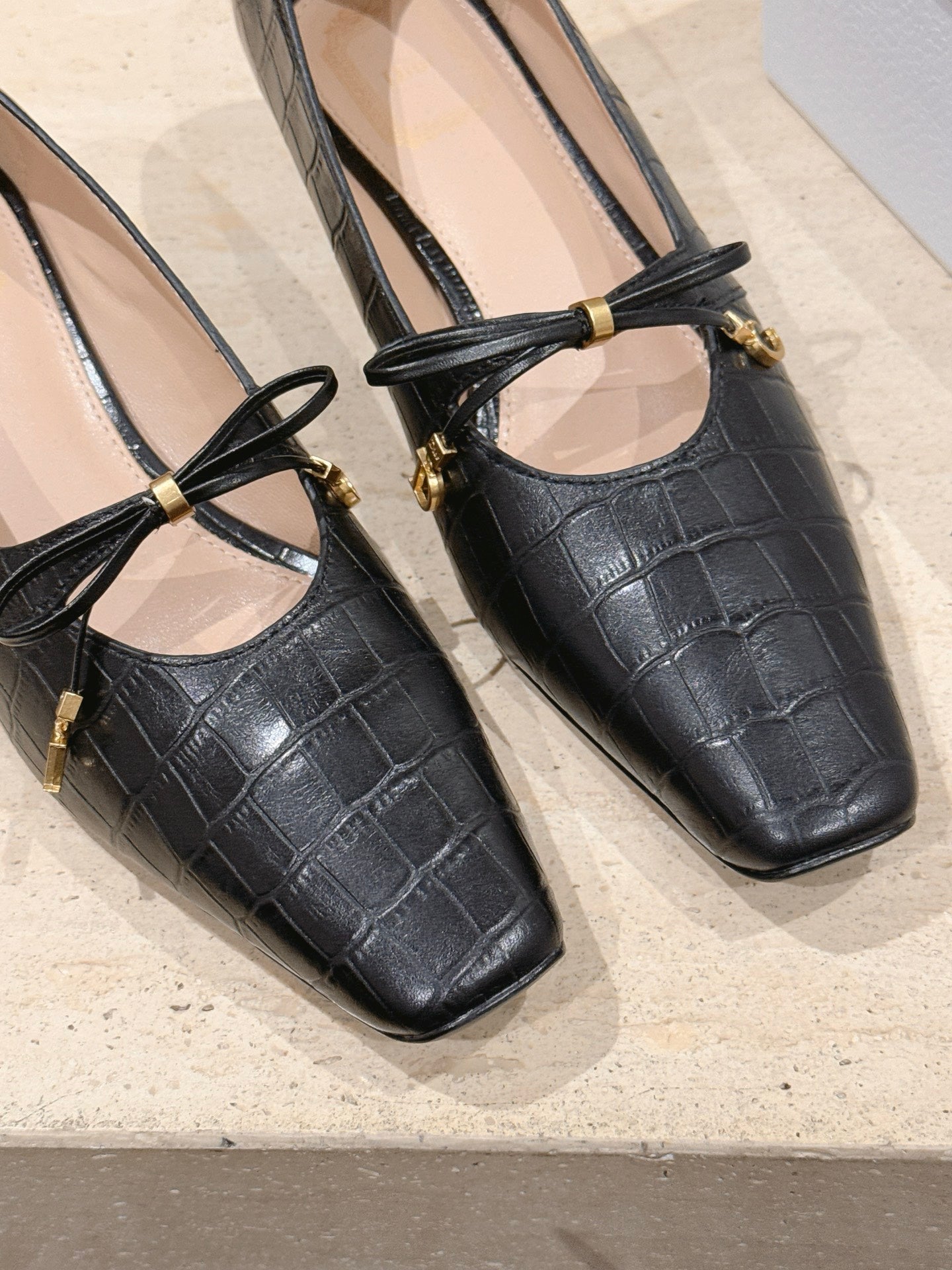 DIOR 26S MARY JANE KITTEN HEEL 40MM IN BLACK CROCODILE EMBOSSED CALFSKIN