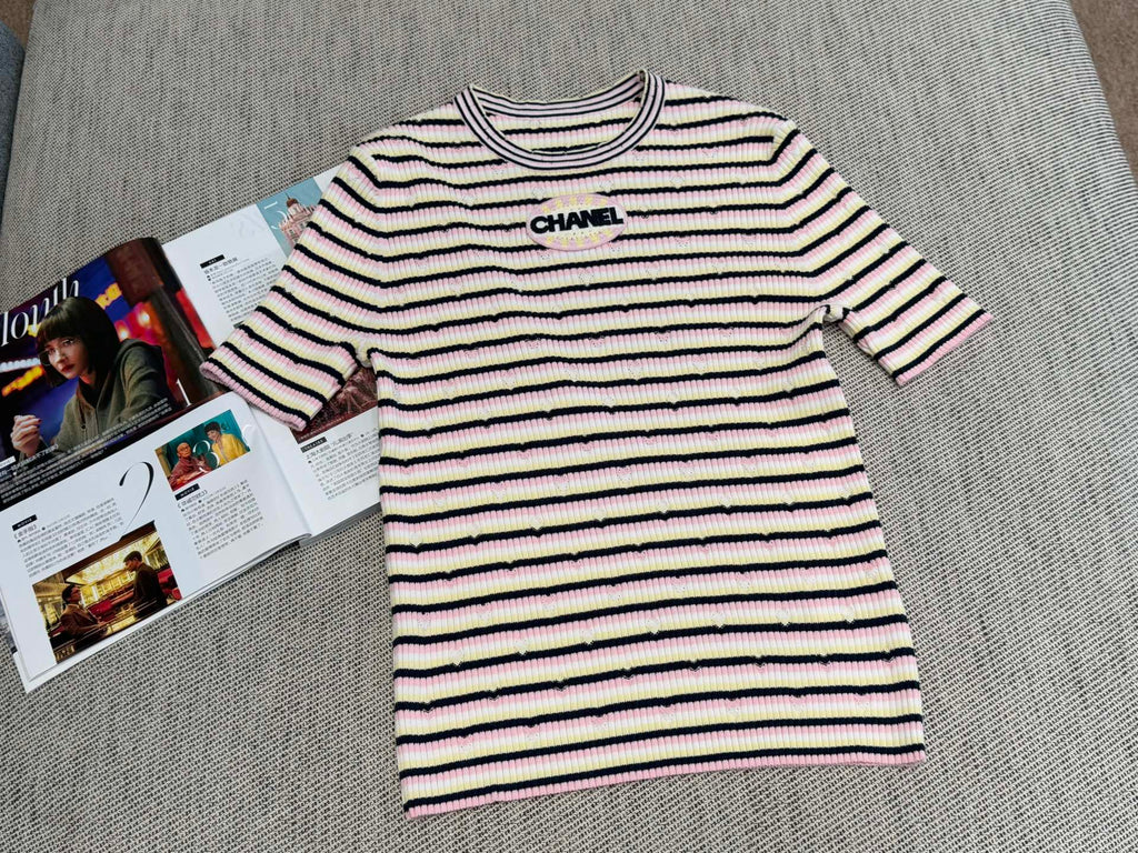Chanel T- Shirt Pink Yellow mix Black Tencel 232702
