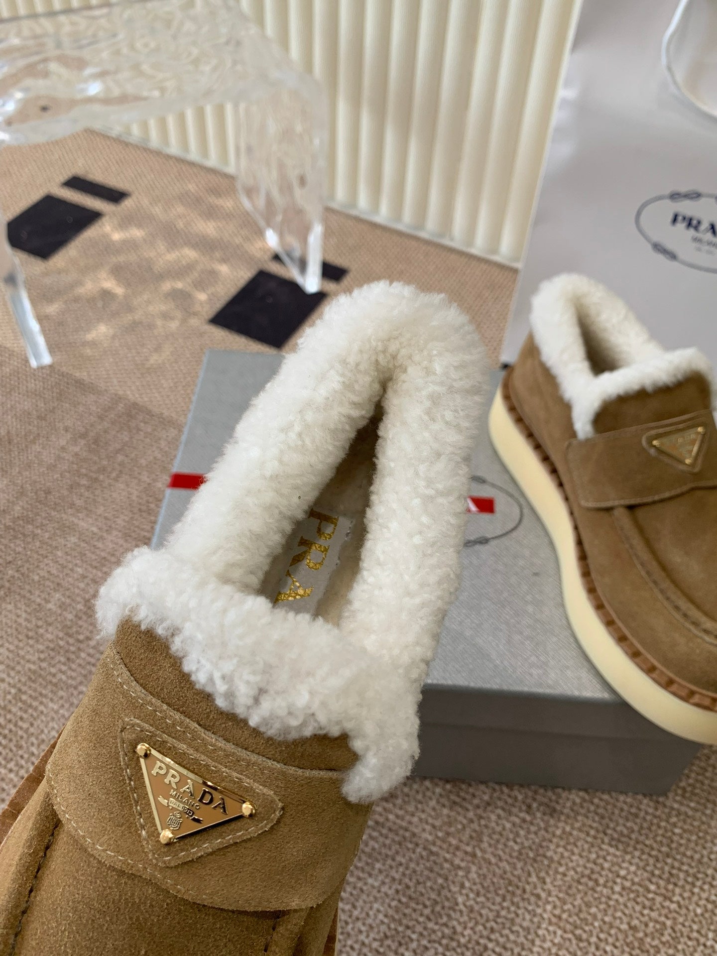 PRADA LOAFERS IN DARK BROWN SUEDE