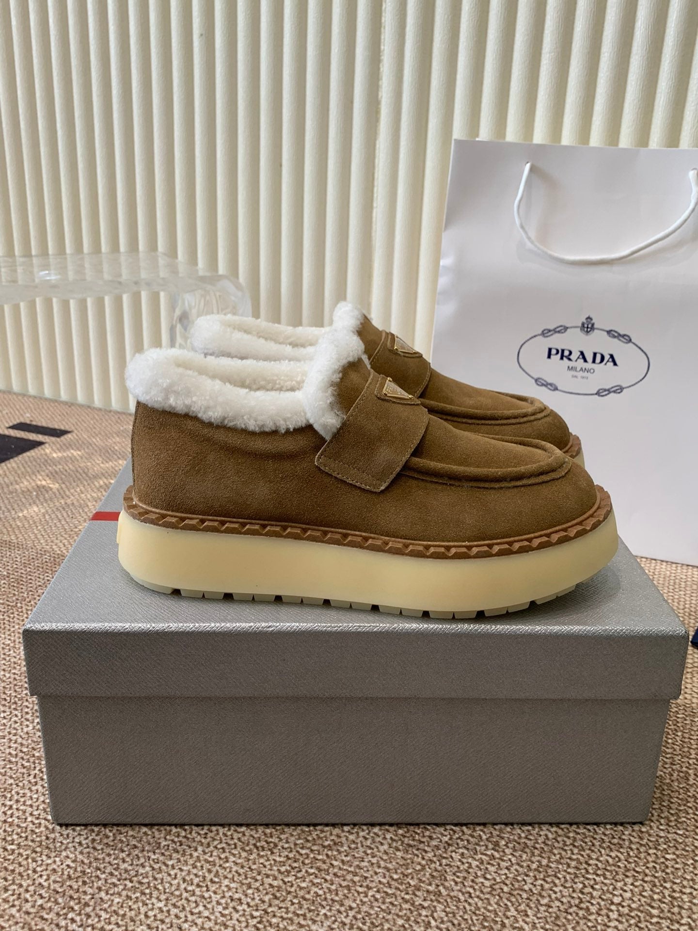 PRADA LOAFERS IN DARK BROWN SUEDE