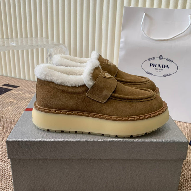 PRADA LOAFERS IN DARK BROWN SUEDE