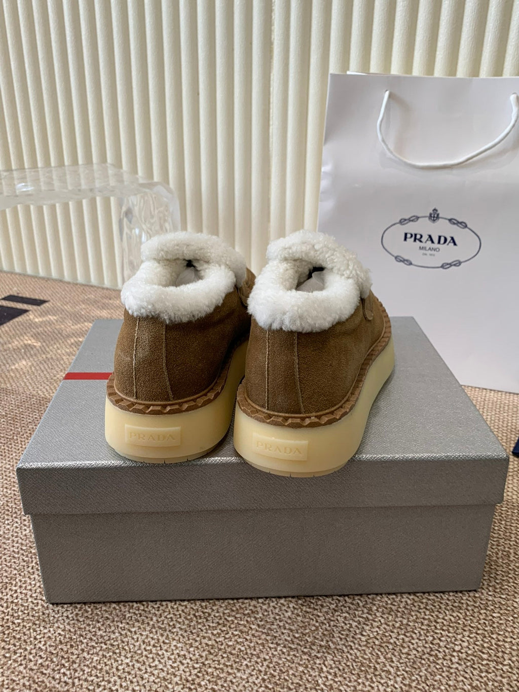 PRADA LOAFERS IN DARK BROWN SUEDE