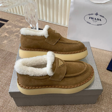 PRADA LOAFERS IN DARK BROWN SUEDE