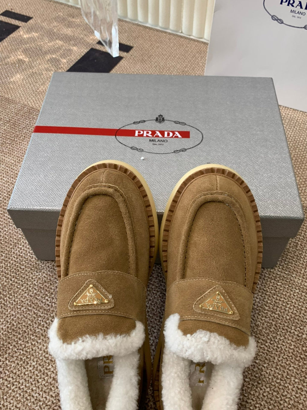 PRADA LOAFERS IN DARK BROWN SUEDE