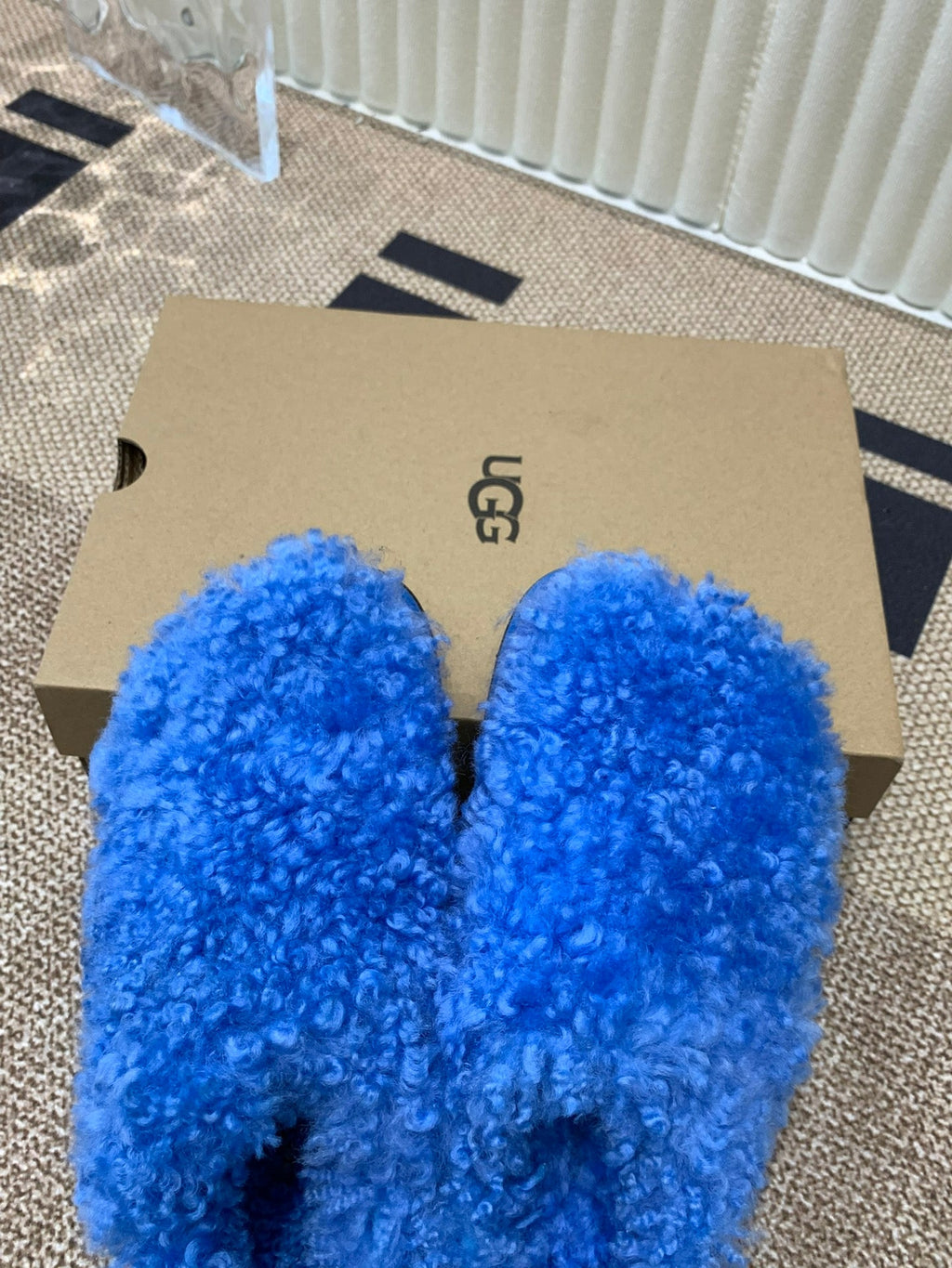 TASMAN MAXI CURLY IN COBALT BLUE SUEDE AND SHEARLING
