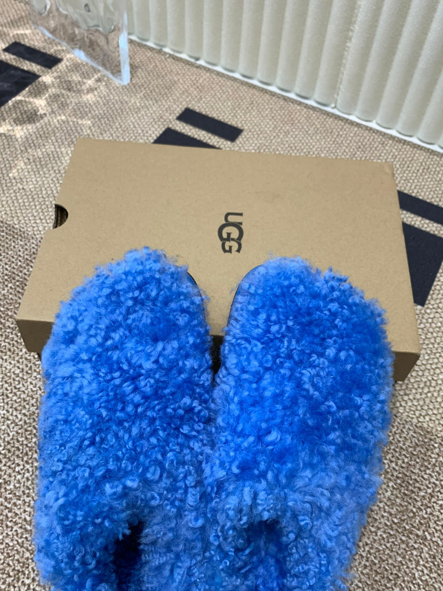 TASMAN MAXI CURLY IN COBALT BLUE SUEDE AND SHEARLING
