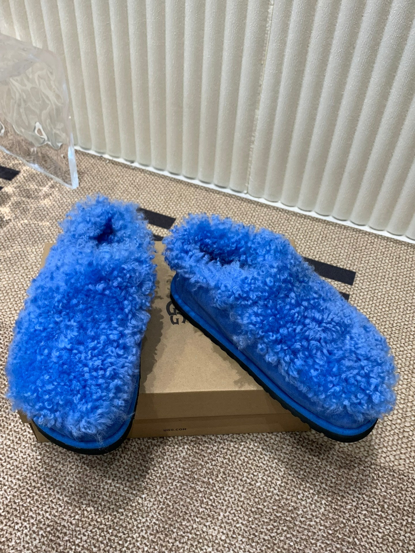 TASMAN MAXI CURLY IN COBALT BLUE SUEDE AND SHEARLING