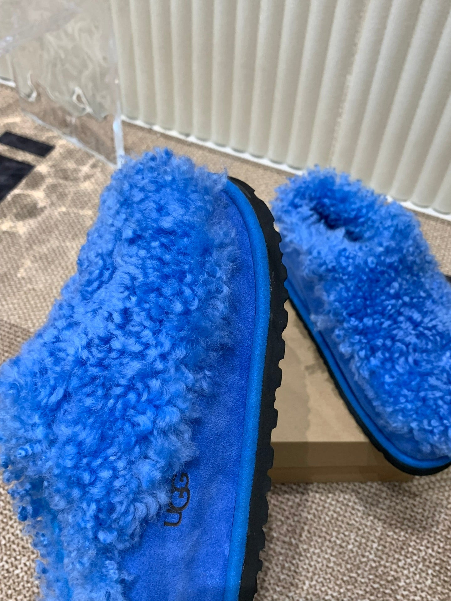 TASMAN MAXI CURLY IN COBALT BLUE SUEDE AND SHEARLING