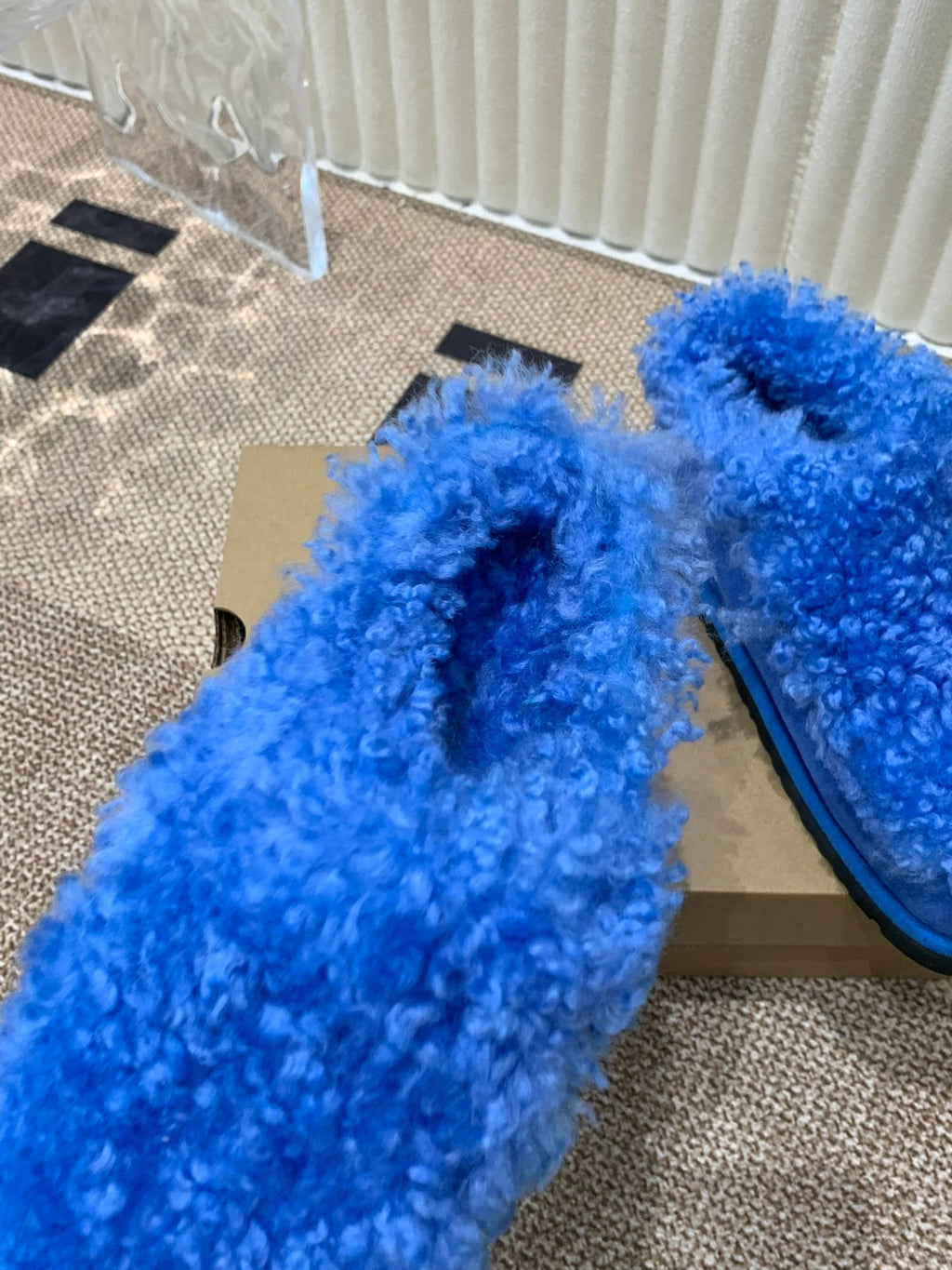 TASMAN MAXI CURLY IN COBALT BLUE SUEDE AND SHEARLING