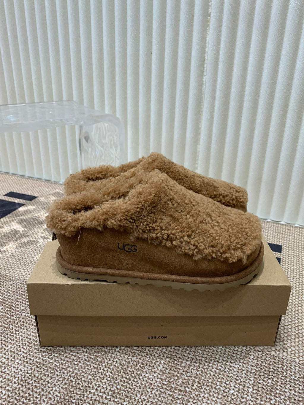 TASMAN MAXI CURLY IN SEPIA BROWN SUEDE AND SHEARLING