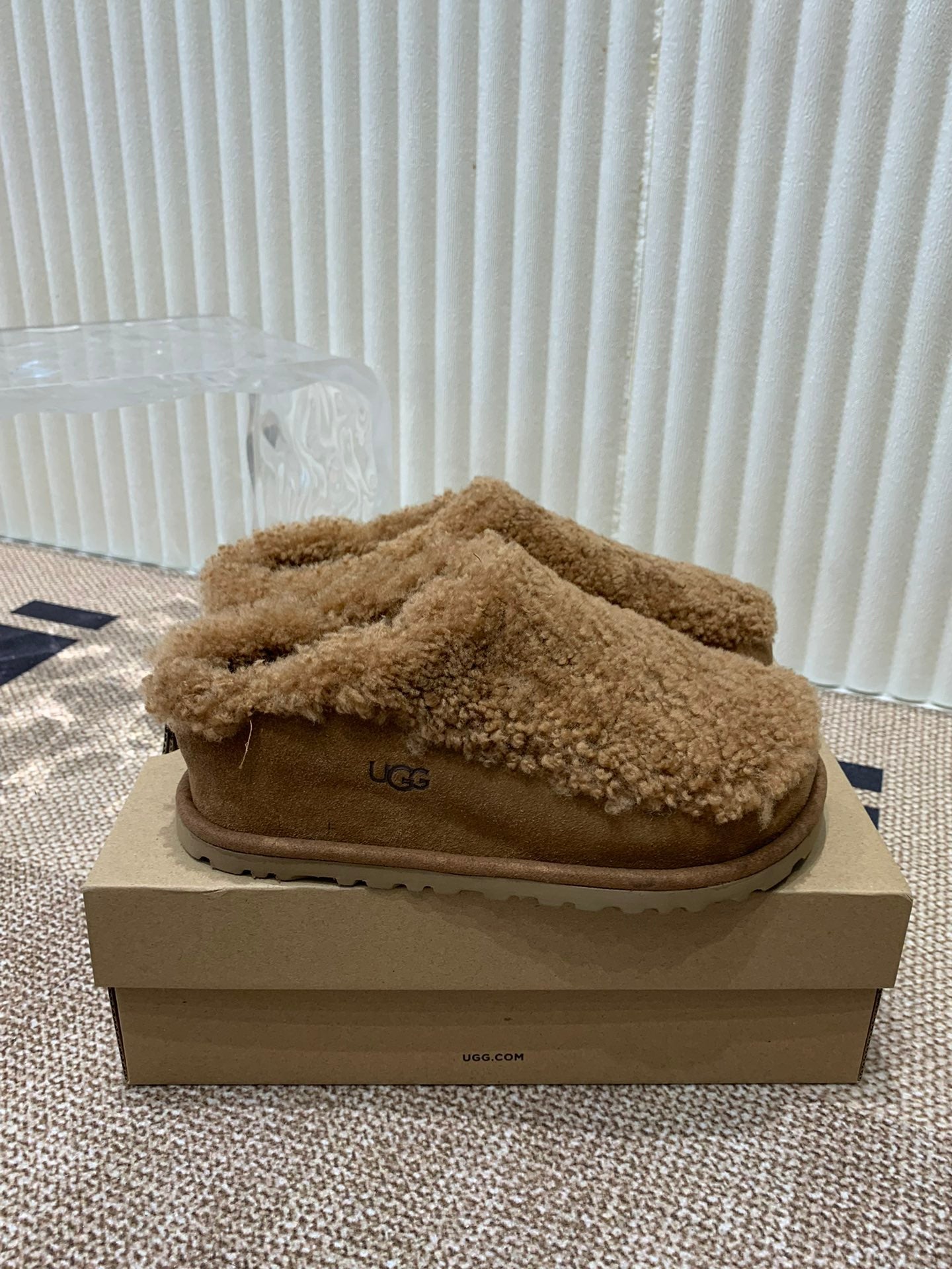 TASMAN MAXI CURLY IN SEPIA BROWN SUEDE AND SHEARLING