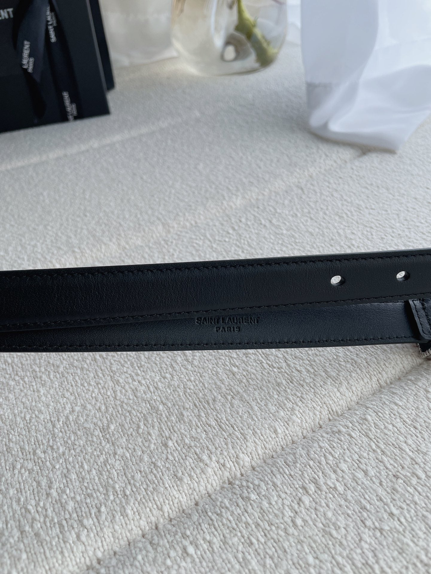 YSL 25S BELT 20 MM IN BLACK CALFSKIN 571485