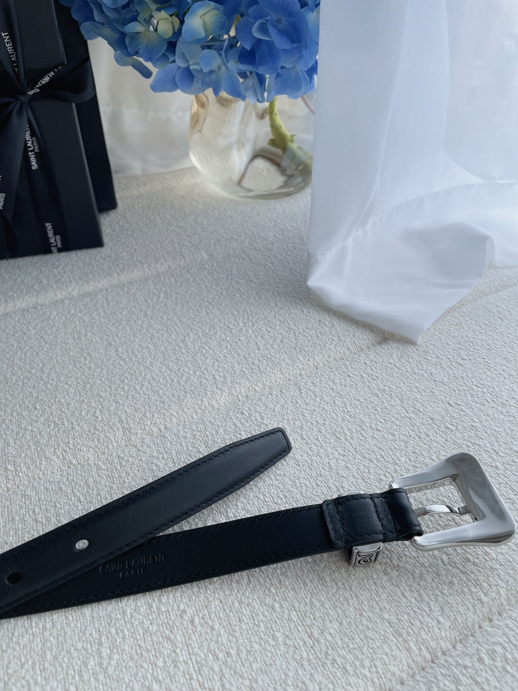 YSL 25S BELT 20 MM IN BLACK CALFSKIN 571485