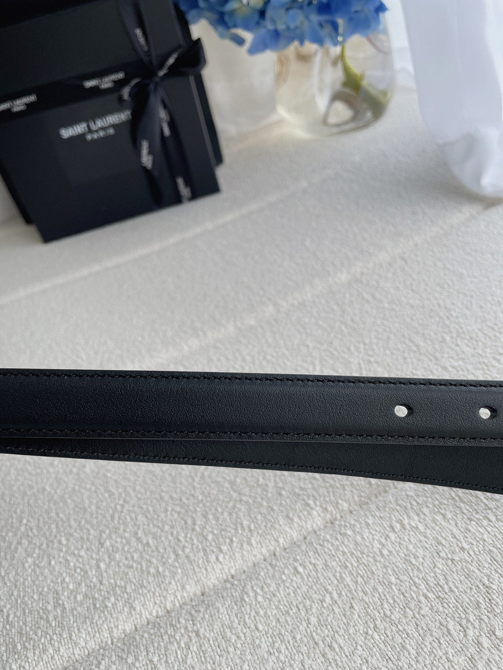 YSL 25S BELT 20 MM IN BLACK CALFSKIN 571486