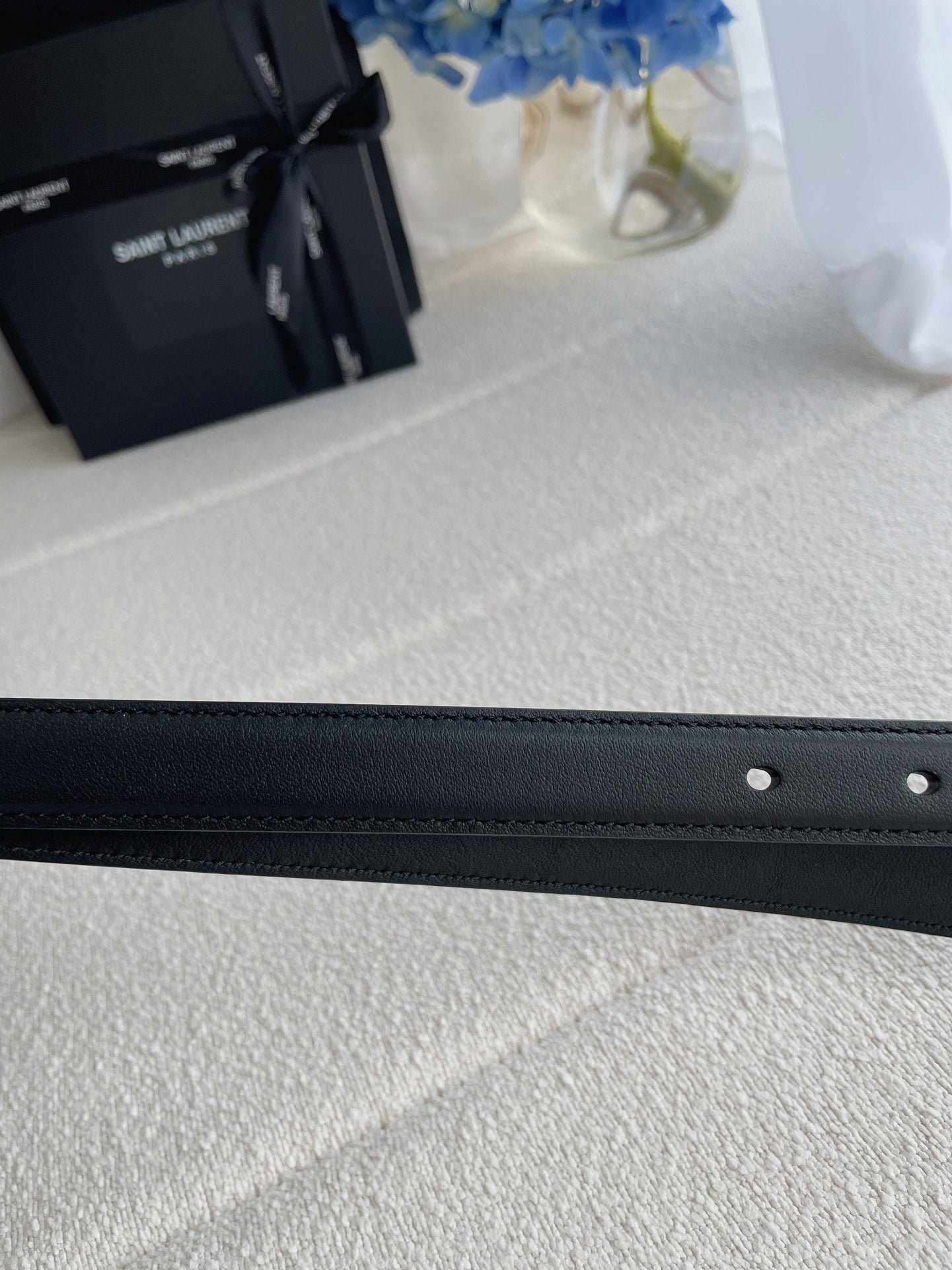 YSL 25S BELT 20 MM IN BLACK CALFSKIN 571486