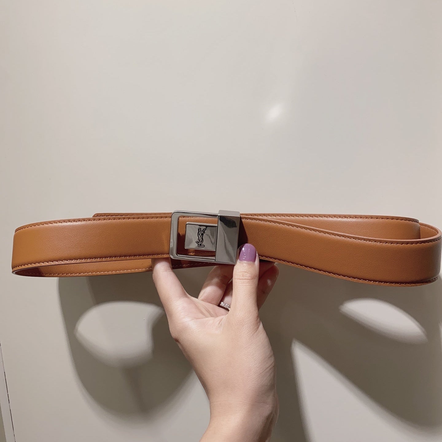 YSL 25S BELT 30 MM IN BROWN CALFSKIN 520625