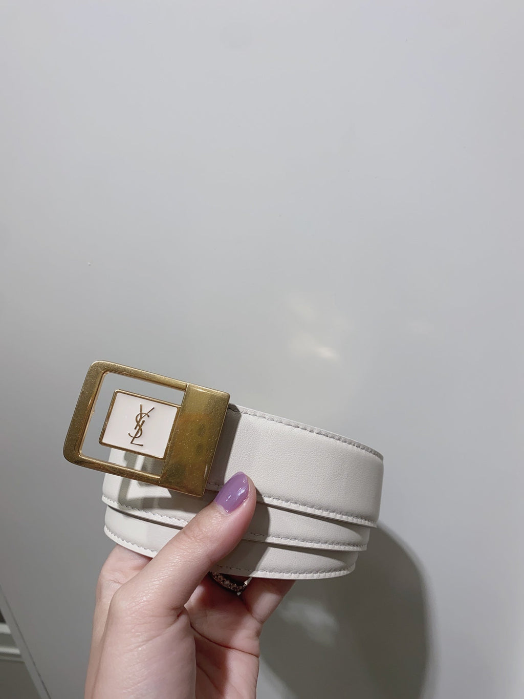 YSL 25S BELT 30 MM IN CREAM WHITE CALFSKIN 520626