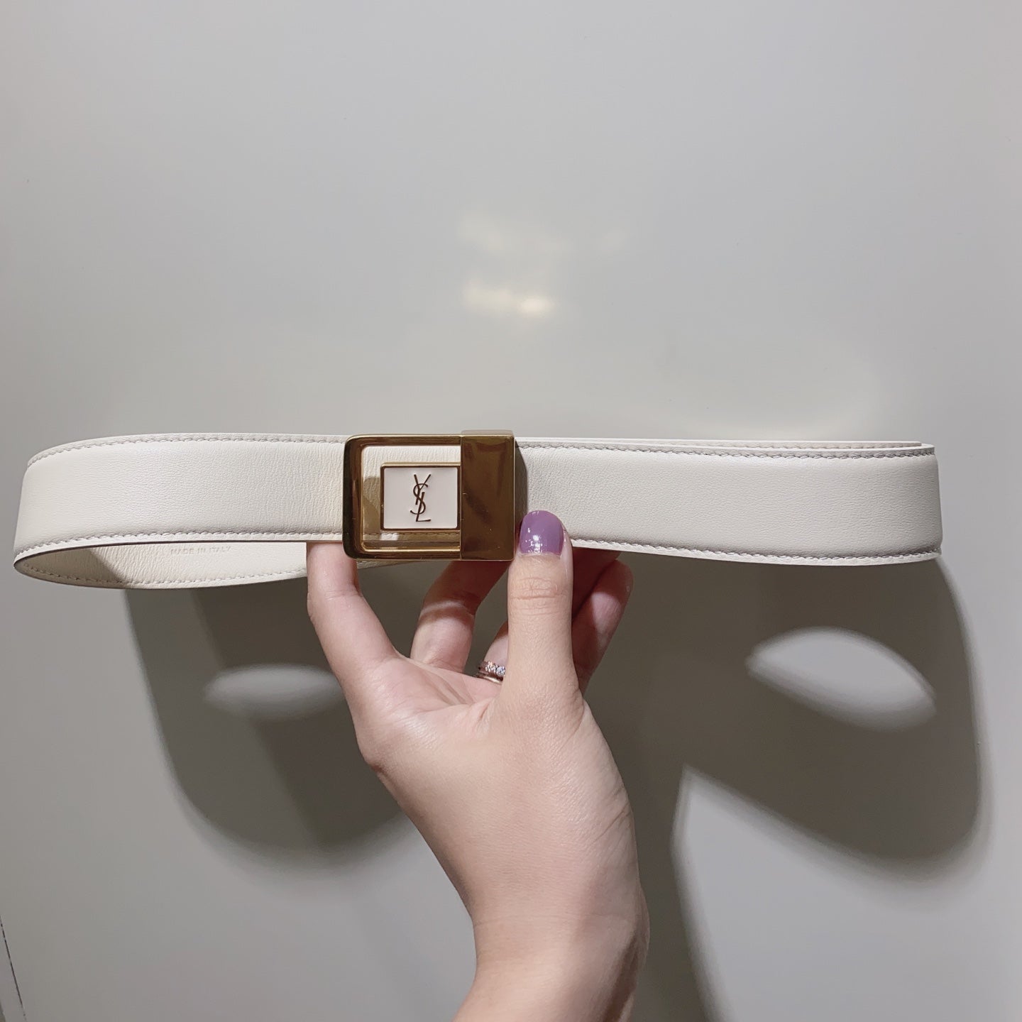 YSL 25S BELT 30 MM IN CREAM WHITE CALFSKIN 520626
