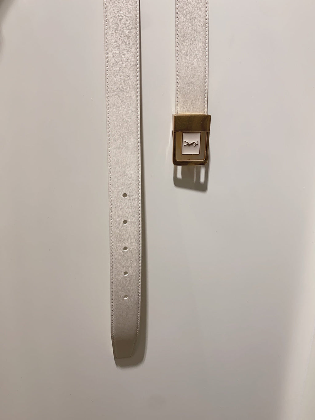 YSL 25S BELT 30 MM IN CREAM WHITE CALFSKIN 520626